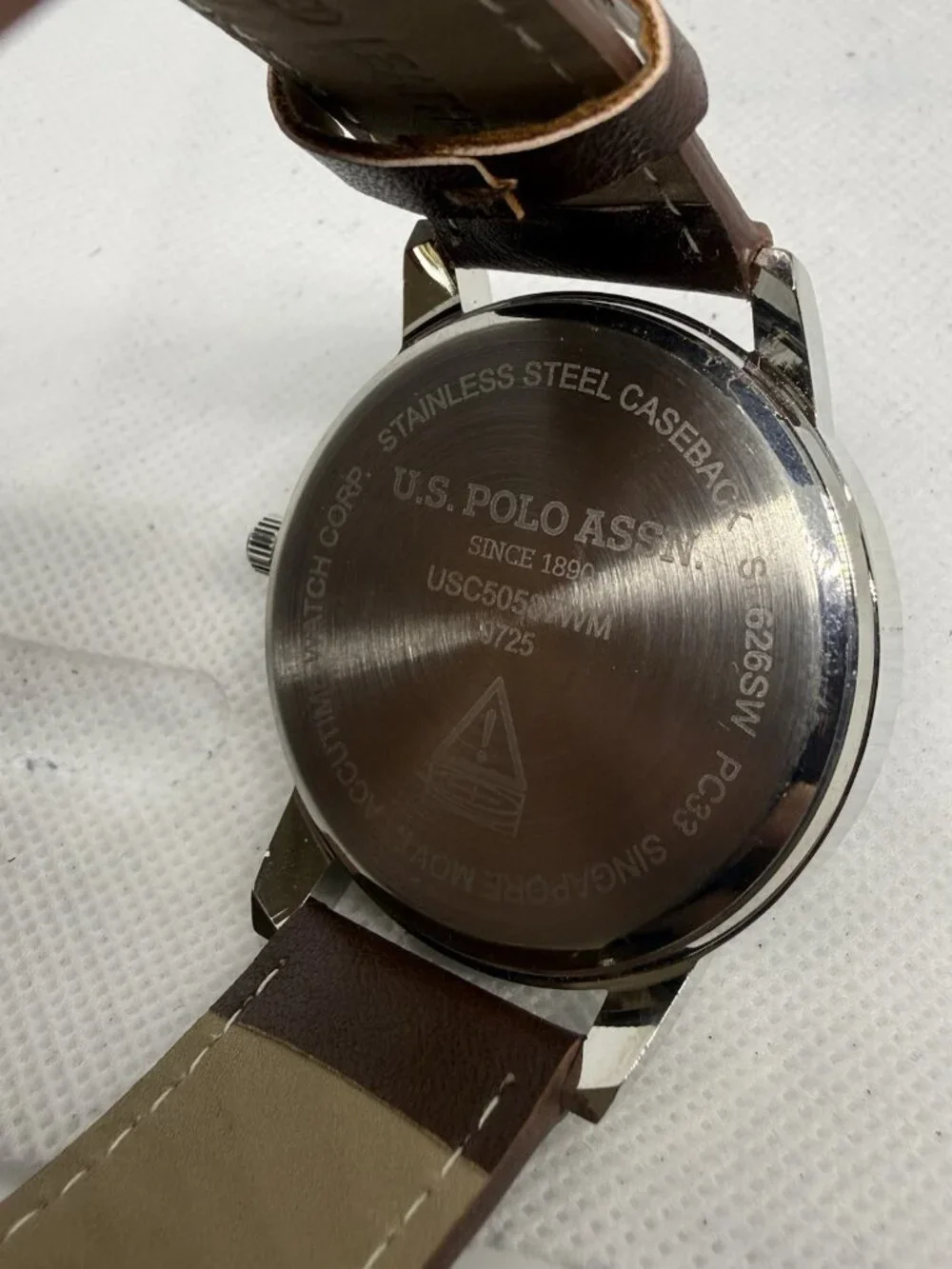 U.S. Polo Assn. Men's Quartz Diamond Accent Watch Blue Sunray Dial Day-Date